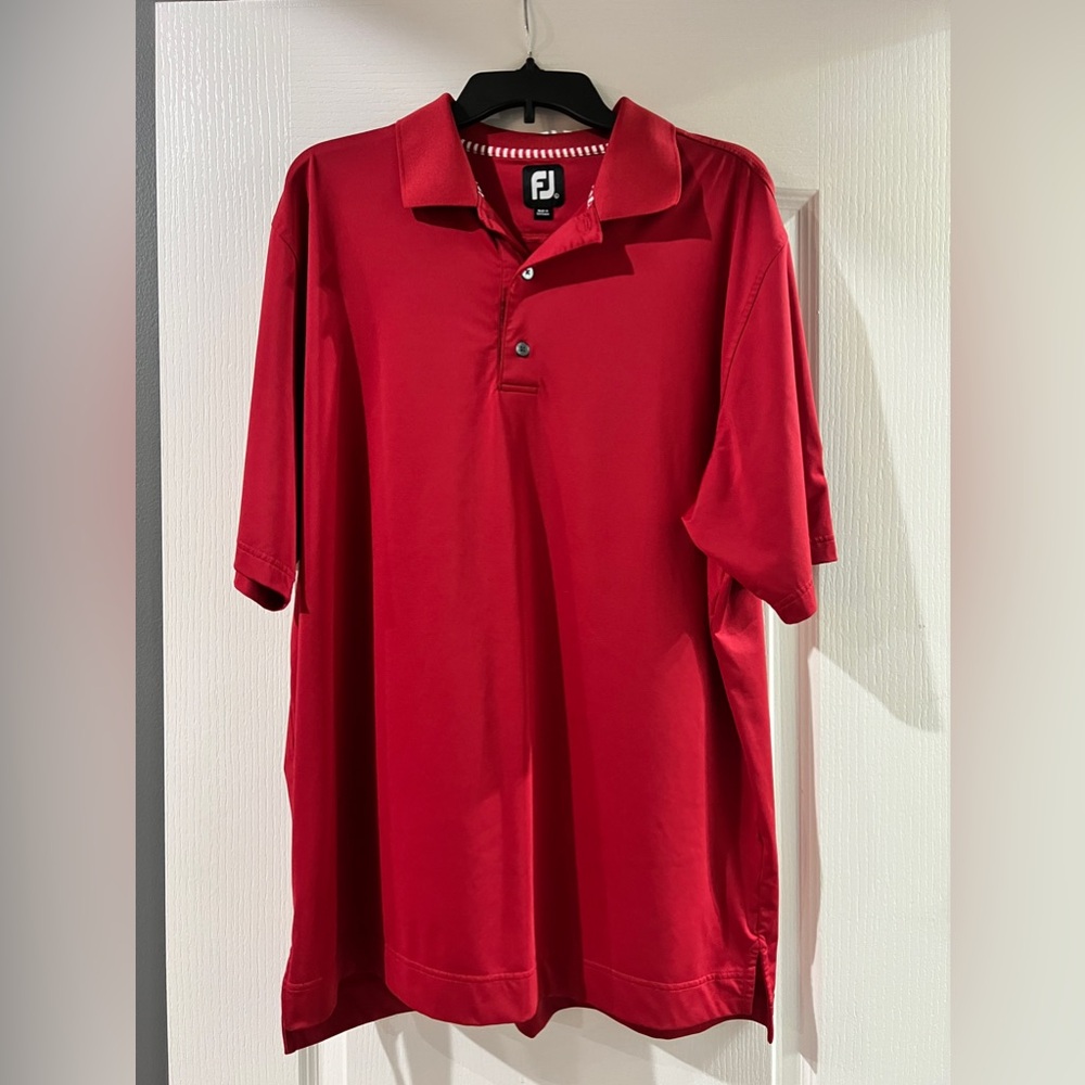 FOOTJOY Men's Large Red Golf Performance Polo EUC